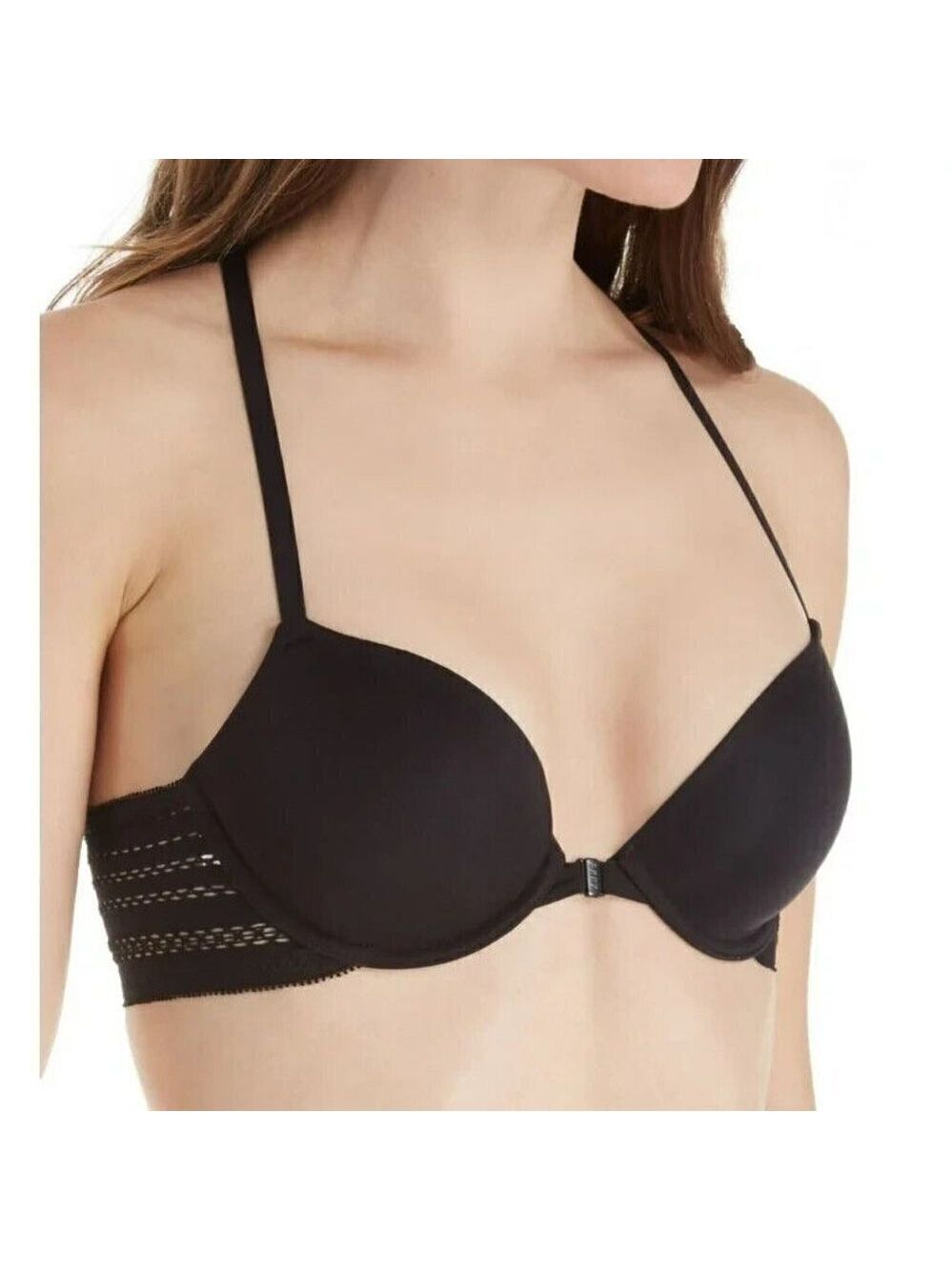 DKNY bra black underwire size 34DD BNWOT adjustable straps T-back